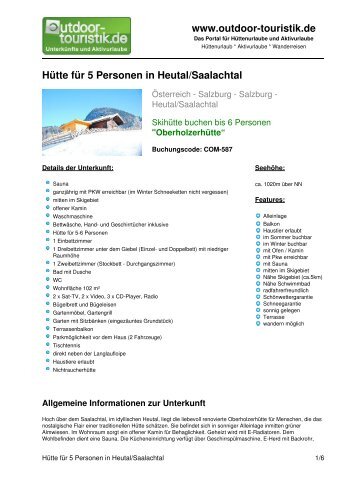 Hütte für 5 Personen in Heutal/Saalachtal - Outdoor-Touristik