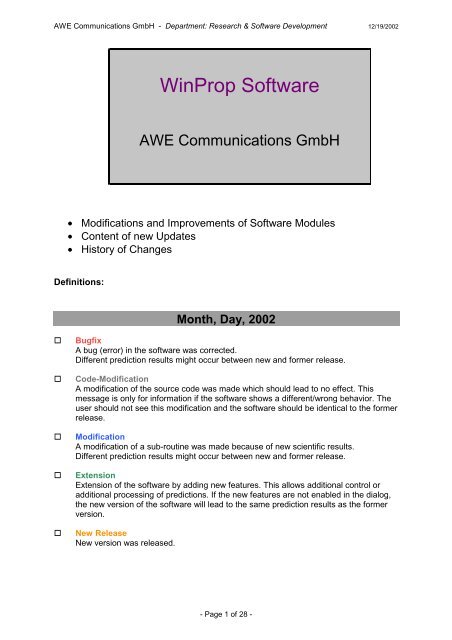 WinProp Software - AWE-Communications