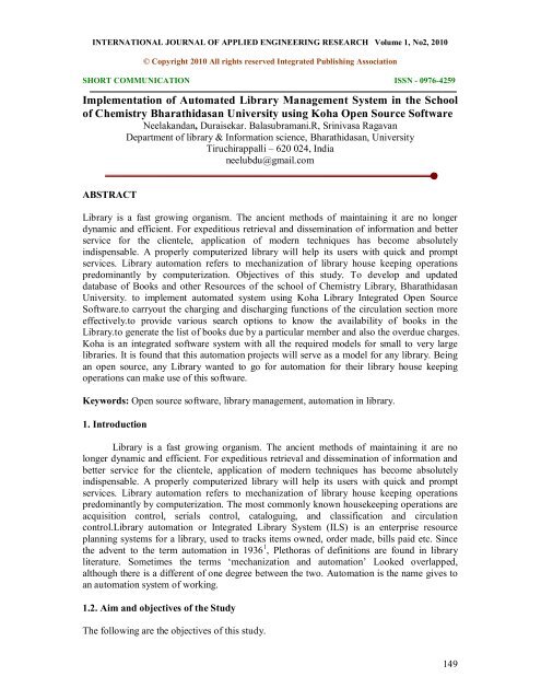 Implementation of Automated Library Management System in the ...