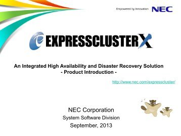 EXPRESSCLUSTER X Product Presentation - NEC Global