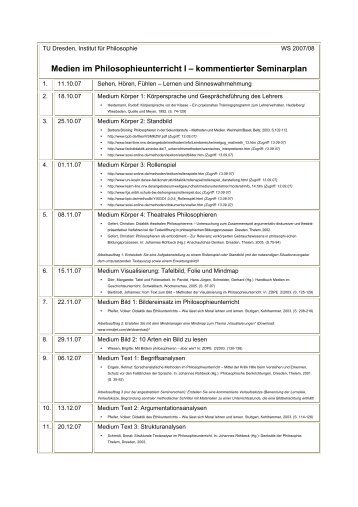 Medien im Philosophieunterricht I â kommentierter ... - Donat Schmidt