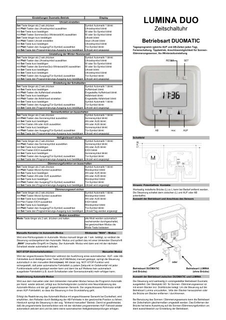 Betriebsanleitung Schaltuhr Lumina Duomatic