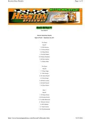 of 5 Hesston Race Results 9 - Hesston Speedway
