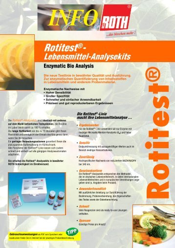 Rotitest®- Lebensmittel-Analysekits Enzymatic Bio ... - bei Carl Roth