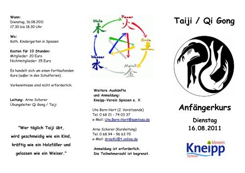 Qi Gong - Taiji Flyer - Kneipp-Verein Spiesen eV