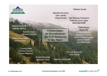 Fichtennadeln als Bioindikatoren der POP-Belastung in den Alpen