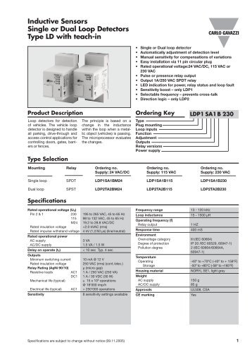 Inductive Sensors Single or Dual Loop Detectors Type LD ... - GiBiDi