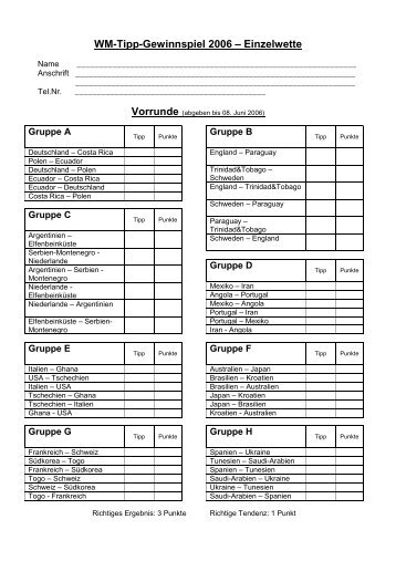 WM-Tipp-Gewinnspiel 2006 – Einzelwette