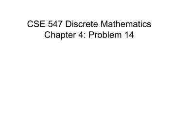 CSE 547 Discrete Mathematics Chapter 4: Problem 14