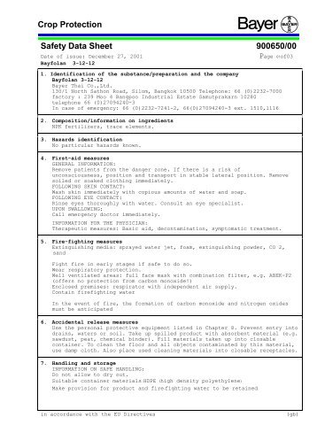 Crop Protection Safety Data Sheet 900650/00 - Bayer Cropscience ...