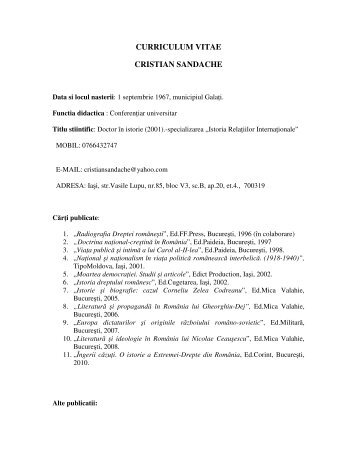 CURRICULUM VITAE CRISTIAN SANDACHE