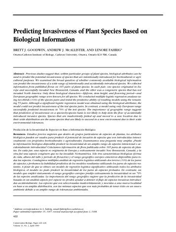 Predicting Invasiveness of Plant Species Based on Biological ...