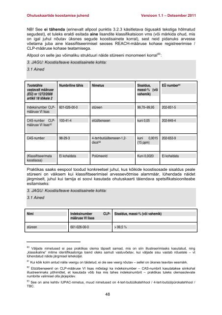 Ohutuskaartide koostamise juhend - Terviseamet