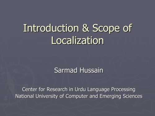 Introduction & Scope of Localization - PAN Localization