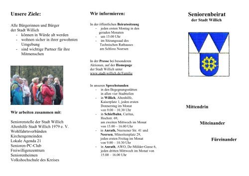 Flyer des Seniorenbeirates - Stadt Willich