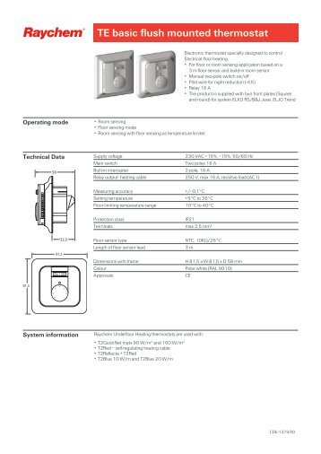 TE basic flush mounted thermostat