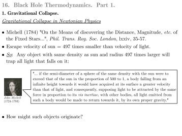 16. Black Hole Thermodynamics. Part 1.