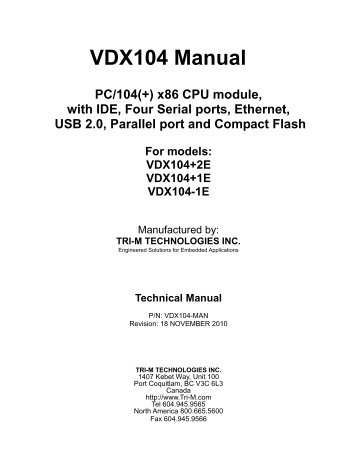 VDX104 Manual - Tri-M Systems Inc.