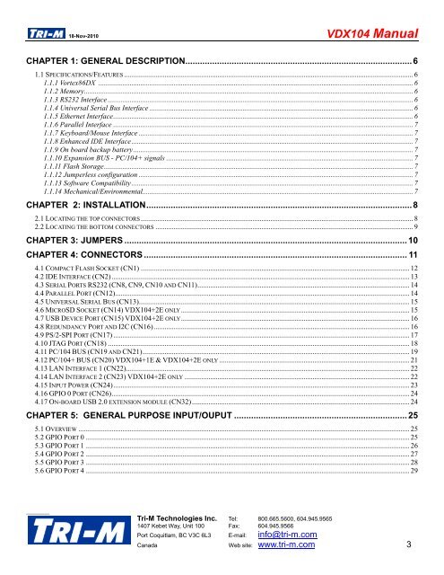 VDX104 Manual - Tri-M Systems Inc.