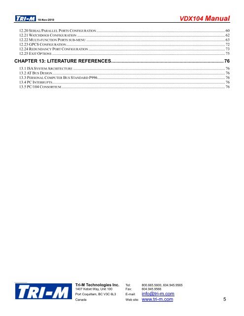 VDX104 Manual - Tri-M Systems Inc.