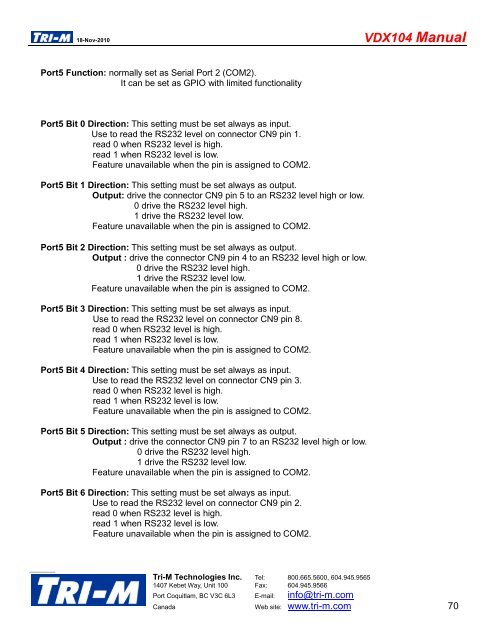 VDX104 Manual - Tri-M Systems Inc.