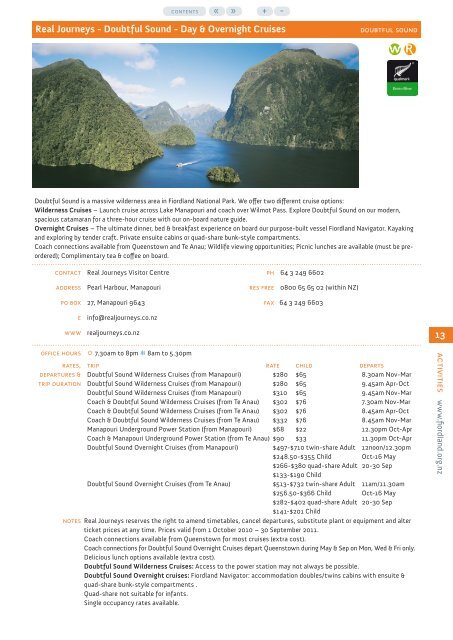 Fiordland Activities (11.3 MB) - Southern Lakes