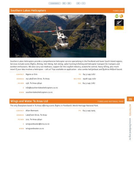 Fiordland Activities (11.3 MB) - Southern Lakes