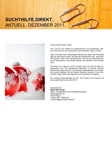 IV. Newsletter 2011 - Suchthilfe direkt Essen gGmbH