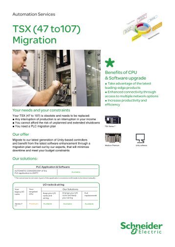 TSX (47 to107) Migration - Schneider Electric