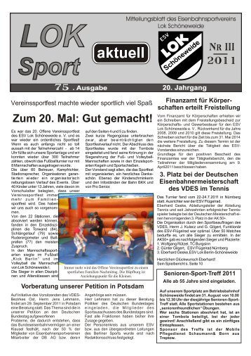 Lok sport aktuell iii 11 - ESV Lok Berlin-Schöneweide ev