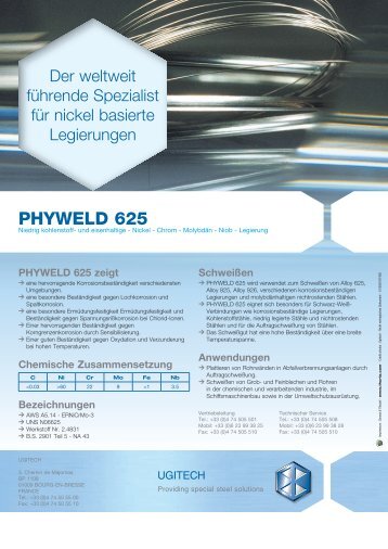 PHYWELD 625 zeigt - Ugitech