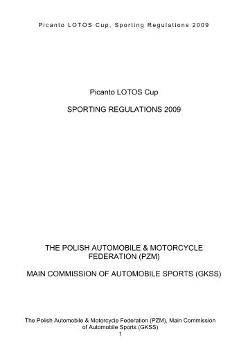 Picanto LOTOS Cup SPORTING REGULATIONS 2009 THE POLISH ...