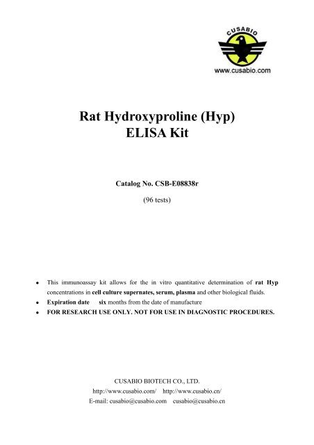 Rat Hydroxyproline (Hyp) ELISA Kit