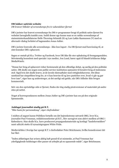 Nyhedsbrevet Dansk Presse uge 35 - Danske Dagblades Forening