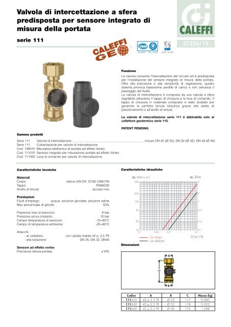 Valvola di intercettazione a sfera predisposta per sensore - Caleffi