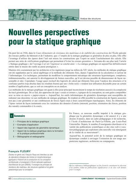 Nouvelles perspectives pour la statique graphique - Consulter en ligne