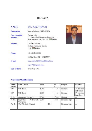 biodata name dr. ak tiwari - Australasian Plant Pathology Society