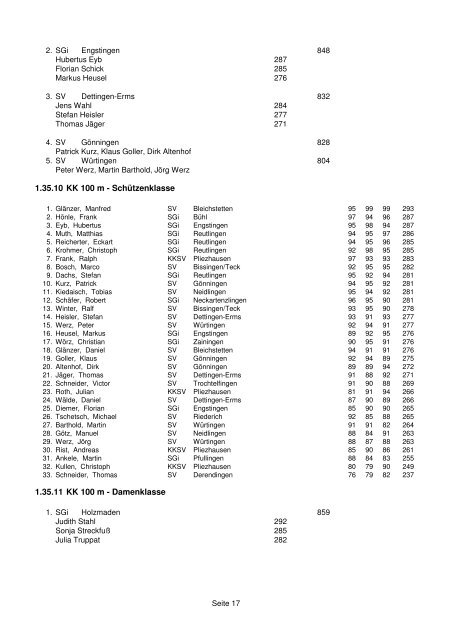 Gesamtergebnisliste der DSB Bezirksmeisterschaft 2013