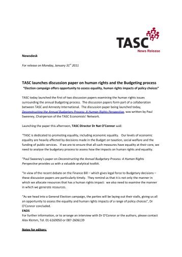 TASC launches discussion paper on human rights and the ...