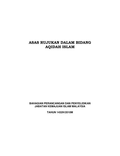 Asas Rujukan Dalam Bidang Aqidah Islam - Jabatan Kemajuan ...