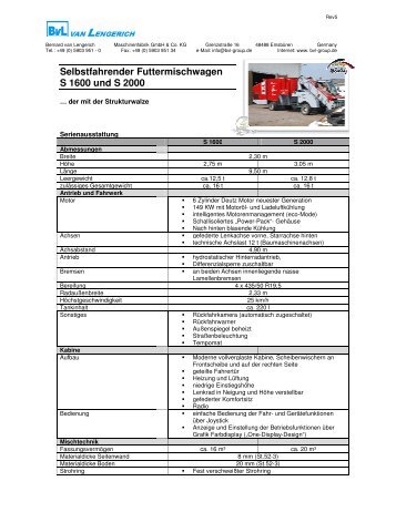 Selbstfahrender Futtermischwa S 1600 und S 2000 ender - BvL Group