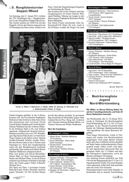 2/2012 - Baden - Württembergischer  Badminton - Verband