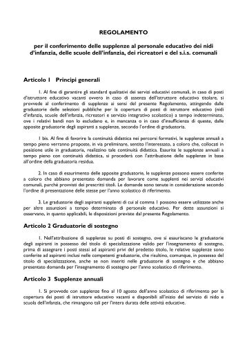 REGOLAMENTO per il conferimento delle supplenze al personale ...