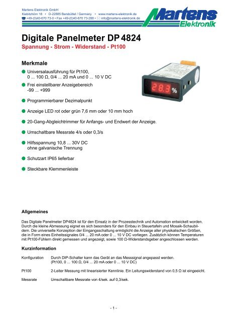 DP4824-00- Prospekt - Martens Elektronik GmbH