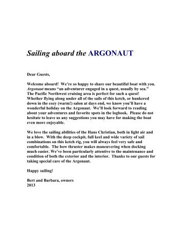 Sailing aboard the ARGONAUT - San Juan Sailing