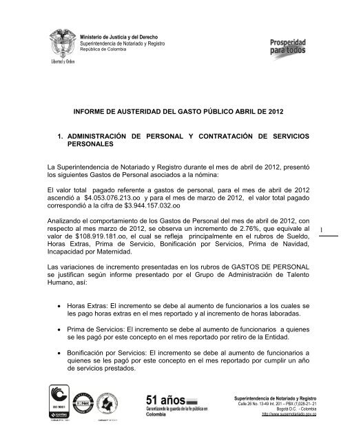Informe Austeridad del Gasto PÃºblico Abril 2012 - Superintendencia ...