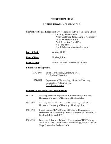 CURRICULUM VITAE ROBERT THOMAS ABRAHAM, Ph.D. Current ...