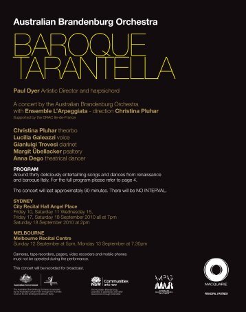 BAROQUE TARANTELLA - Australian Brandenburg Orchestra