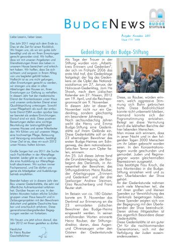 Budge-news - Die Hauszeitung - Budge-Stiftung