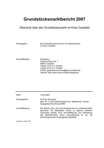 GrundstÃ¼cksmarktbericht 2007 - Kreis Coesfeld